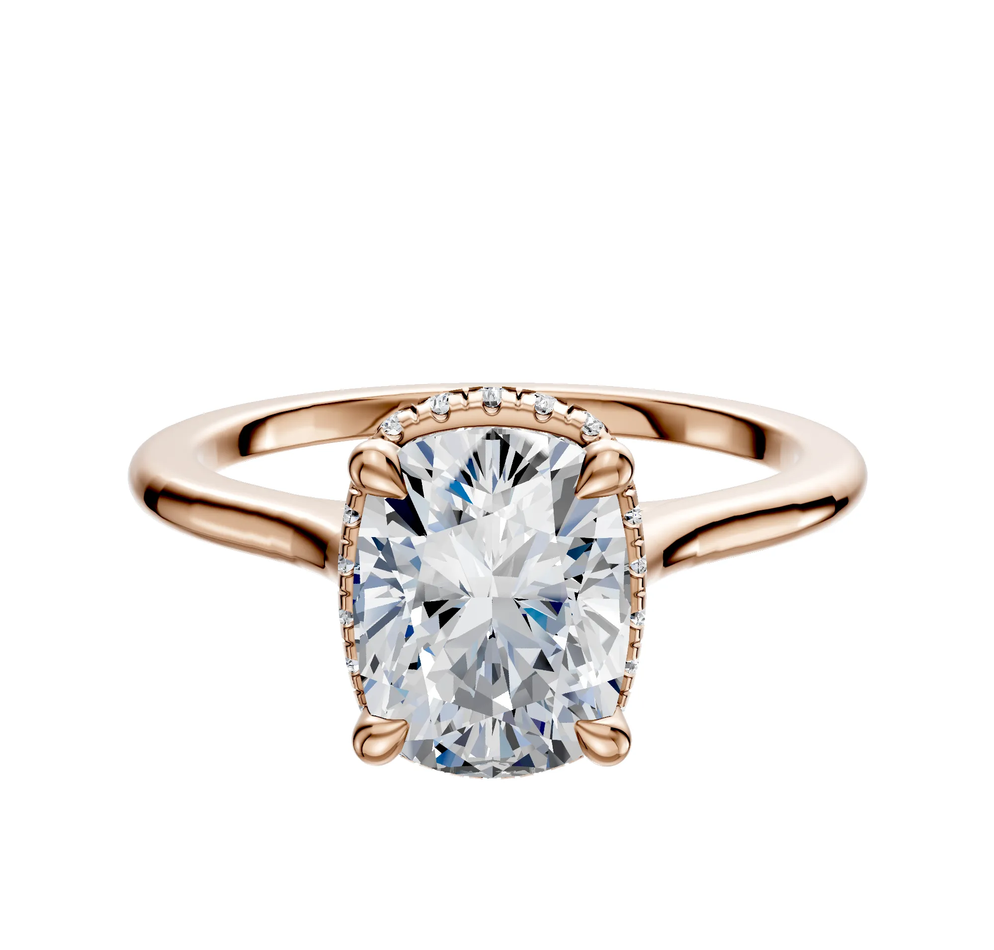 18K Rose Gold 4 Prong Collar Cathedral Dome 1.5mm Engagement Ring sold by Promise By Effy