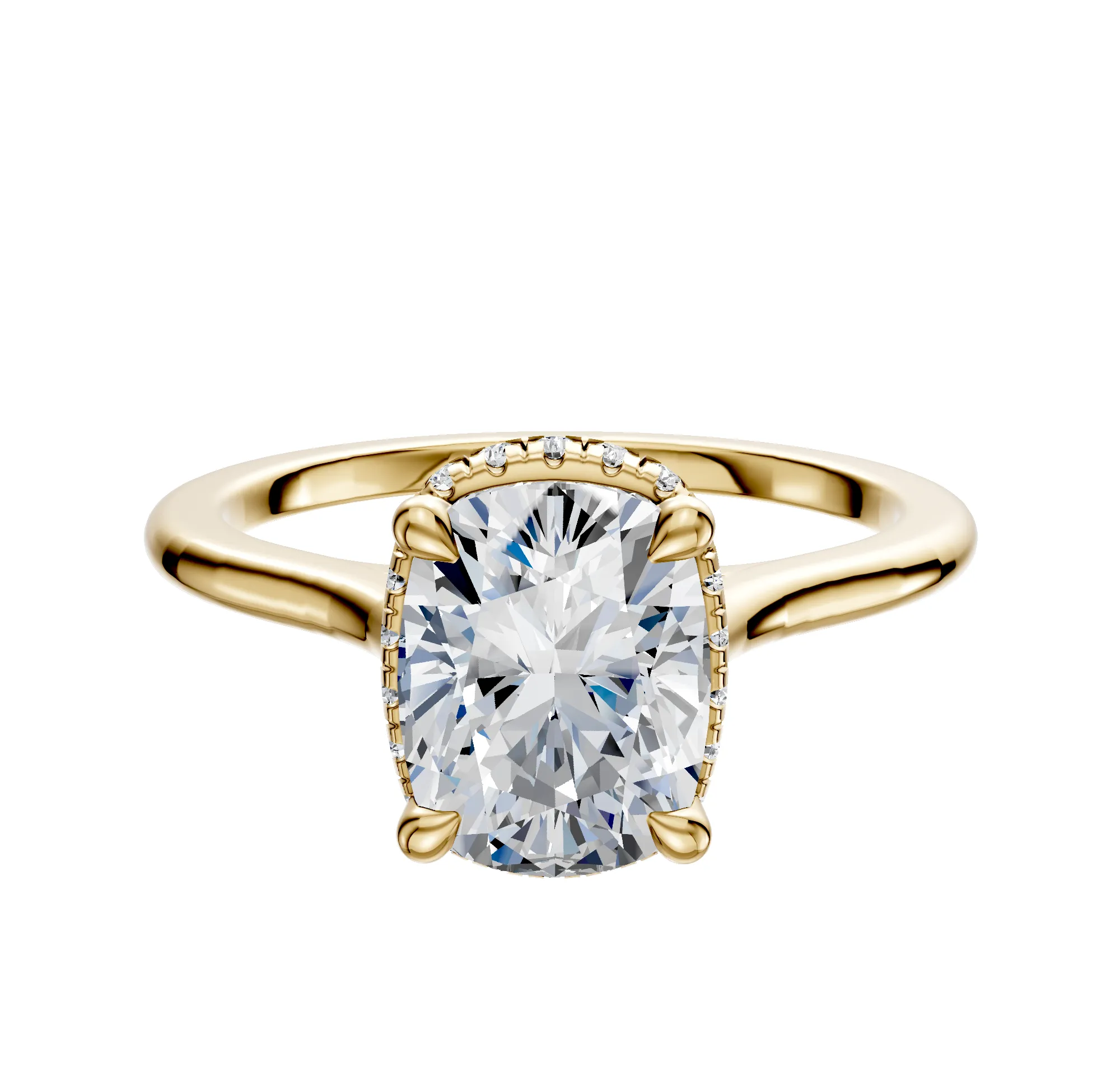 18K Yellow Gold 4 Prong Collar Cathedral Dome 1.5mm Engagement Ring sold by Promise By Effy