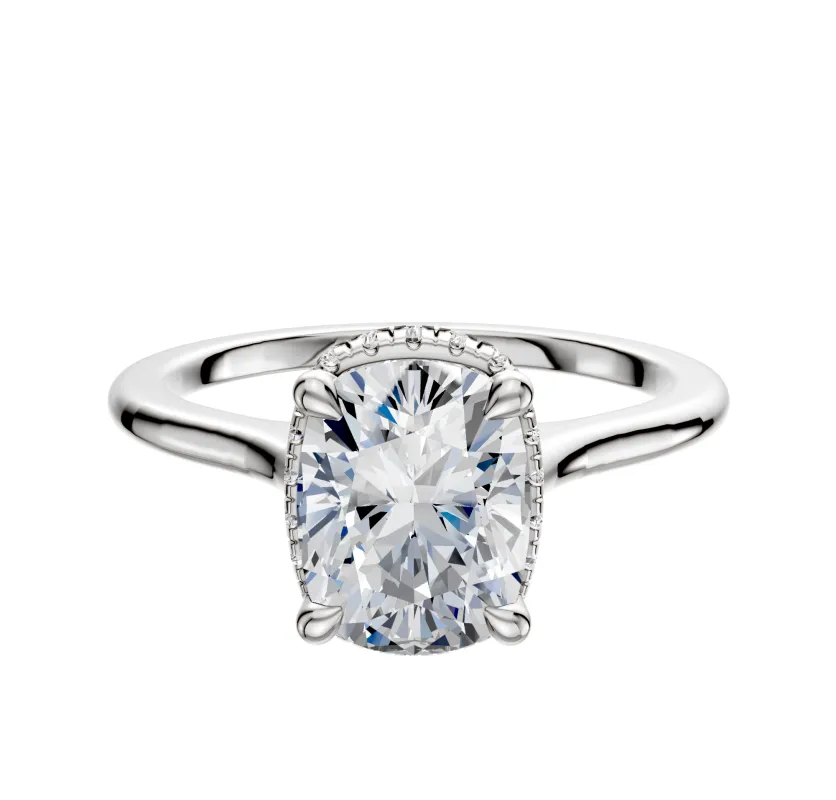 Platinum 4 Prong Collar Cathedral Dome 1.5mm Engagement Ring sold by Promise By Effy