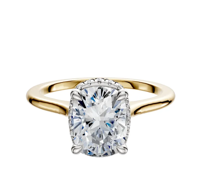 18K Two Tone 4 Prong Collar Cathedral Dome 1.5mm Engagement Ring sold by Promise By Effy