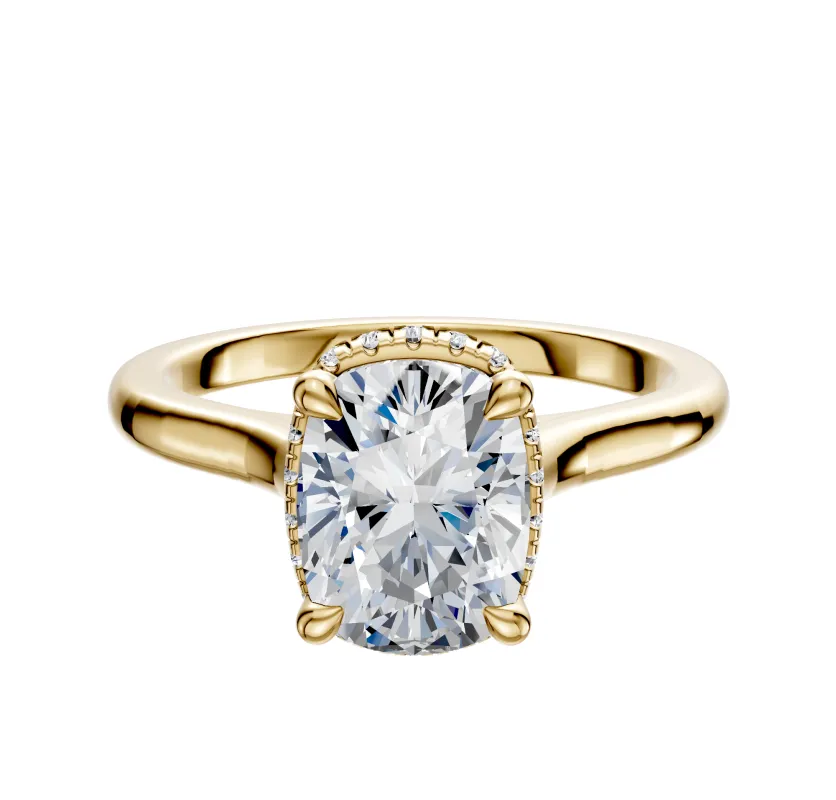 14K Yellow Gold 4 Prong Collar Cathedral Dome 2.0mm Engagement Ring sold by Promise By Effy