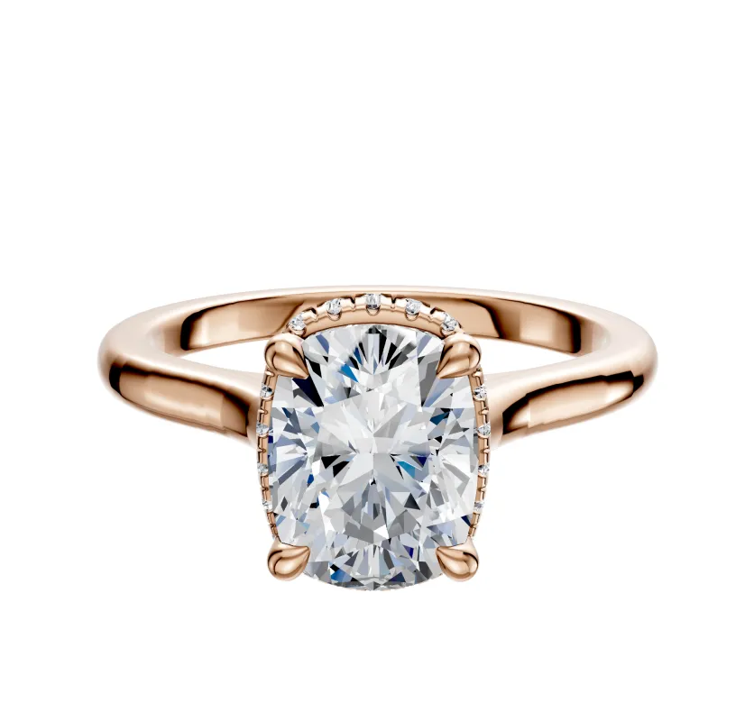 14K Rose Gold 4 Prong Collar Cathedral Dome 2.0mm Engagement Ring sold by Promise By Effy