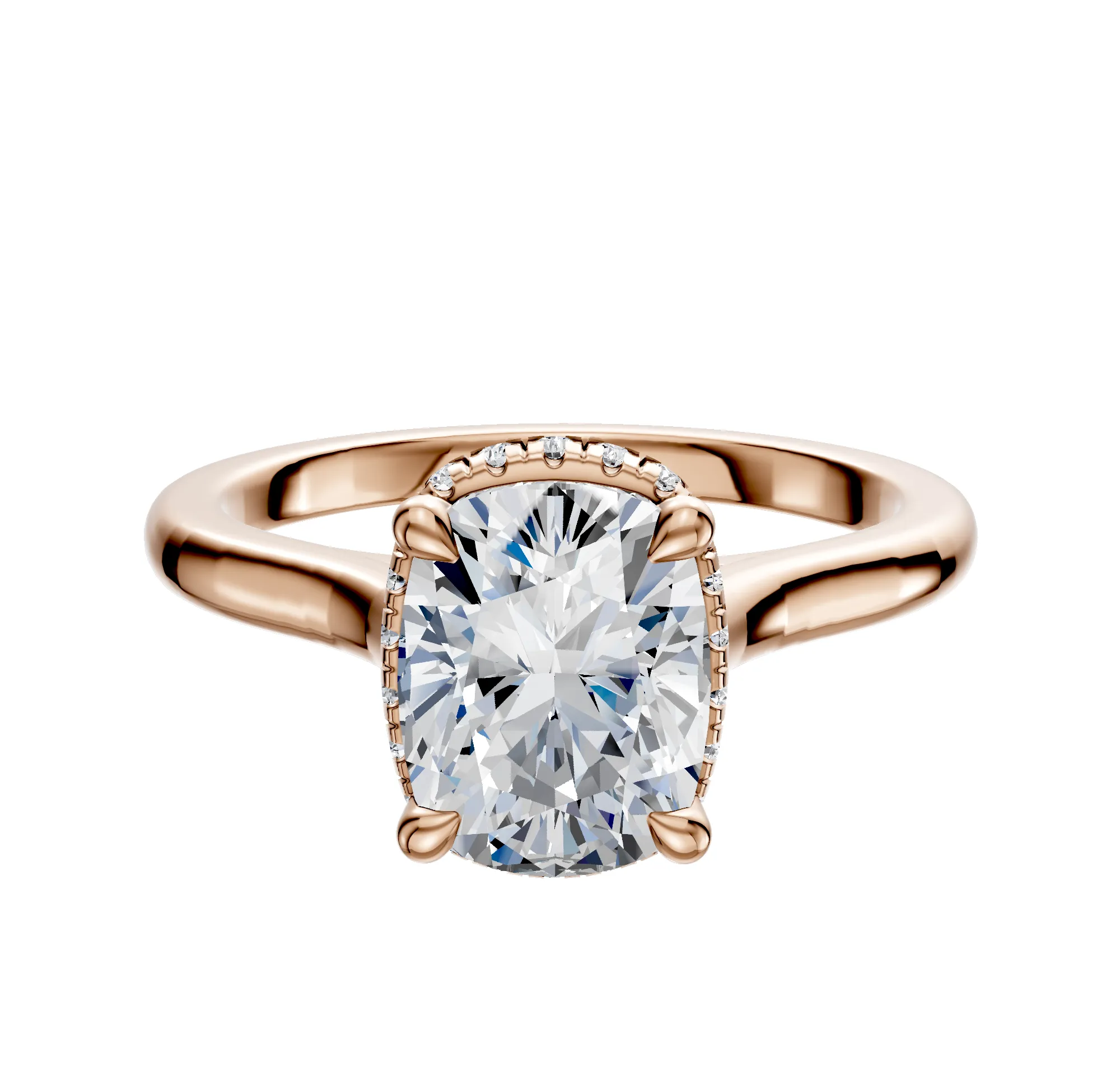 14K Rose Gold 4 Prong Collar Cathedral Dome 2.0mm Engagement Ring sold by Promise By Effy