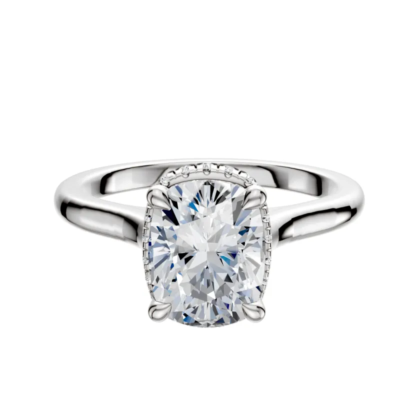 18K White Gold 4 Prong Collar Cathedral Dome 2.0mm Engagement Ring sold by Promise By Effy
