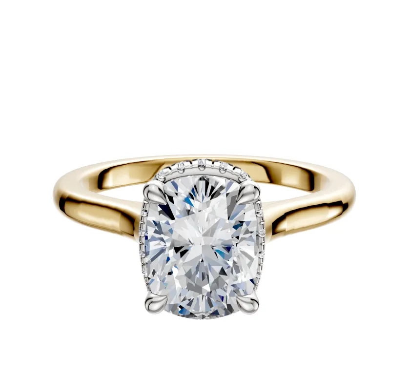 18K Two Tone 4 Prong Collar Cathedral Dome 2.0mm Engagement Ring sold by Promise By Effy
