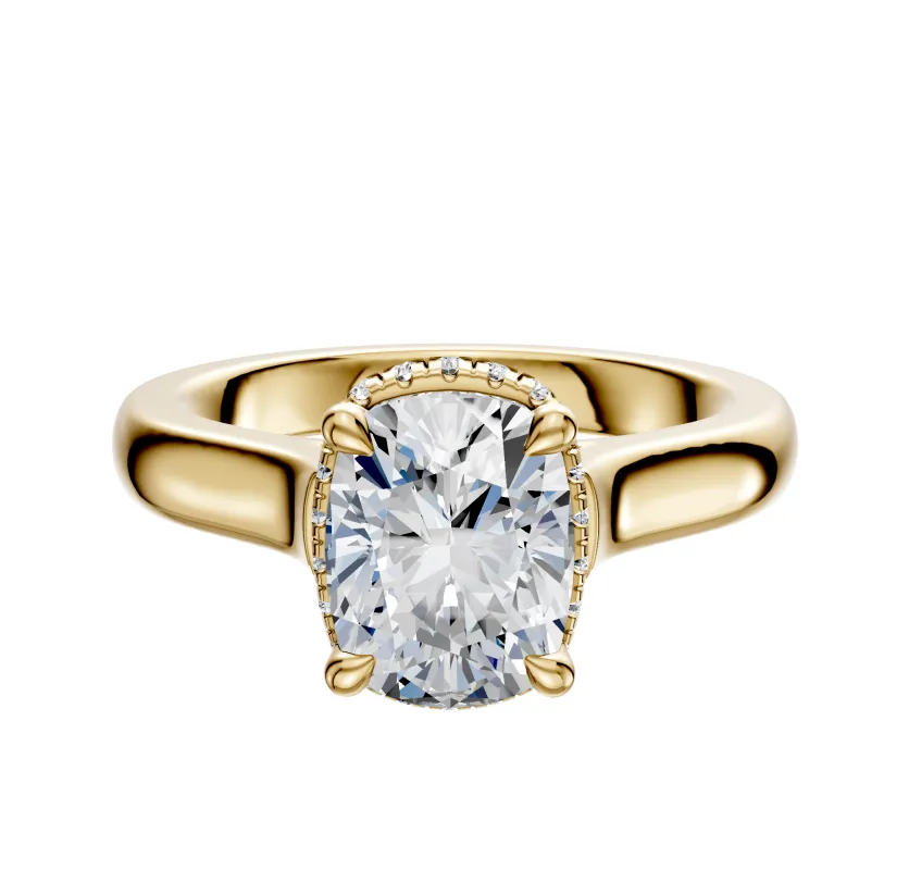 14K Yellow Gold 4 Prong Collar Cathedral Dome 3.0mm Engagement Ring sold by Promise By Effy