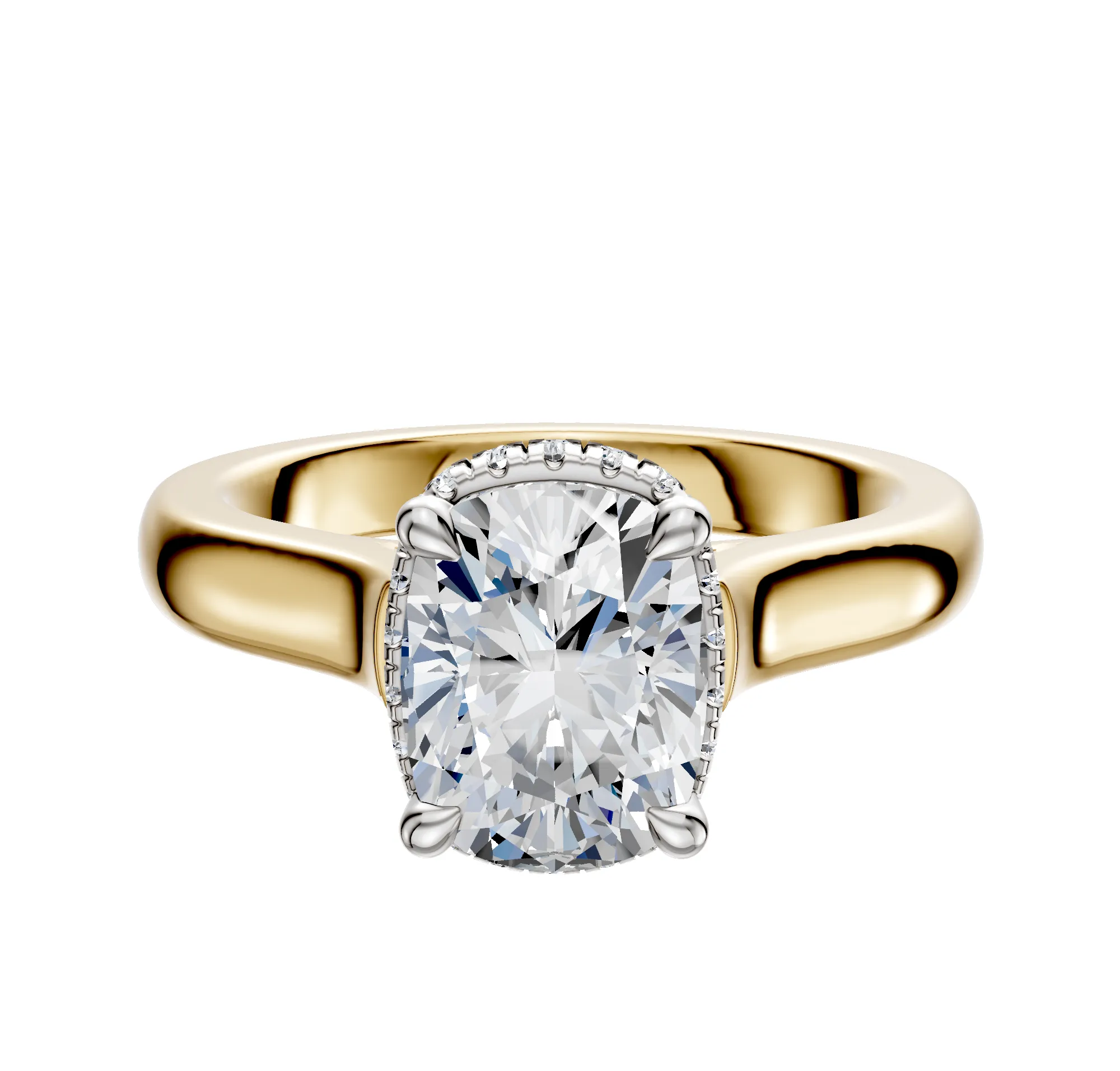 14K Two Tone 4 Prong Collar Cathedral Dome 3.0mm Engagement Ring sold by Promise By Effy