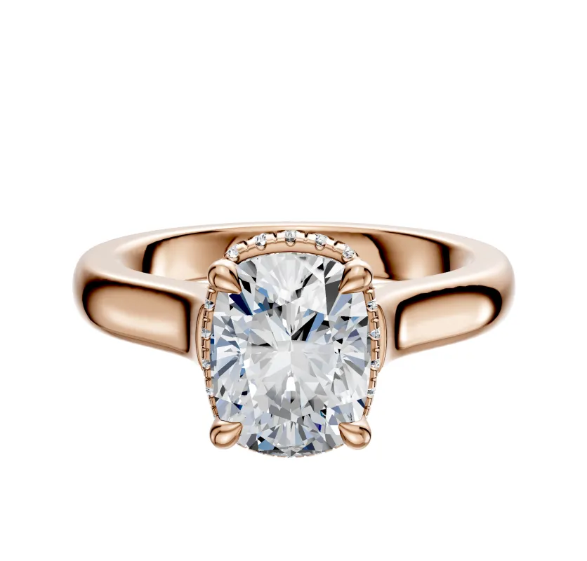 18K Rose Gold 4 Prong Collar Cathedral Dome 3.0mm Engagement Ring sold by Promise By Effy