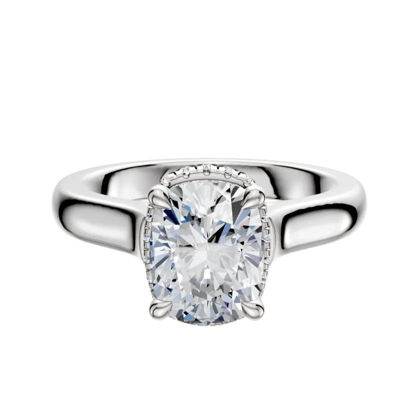 Platinum 4 Prong Collar Cathedral Dome 3.0mm Engagement Ring sold by Promise By Effy