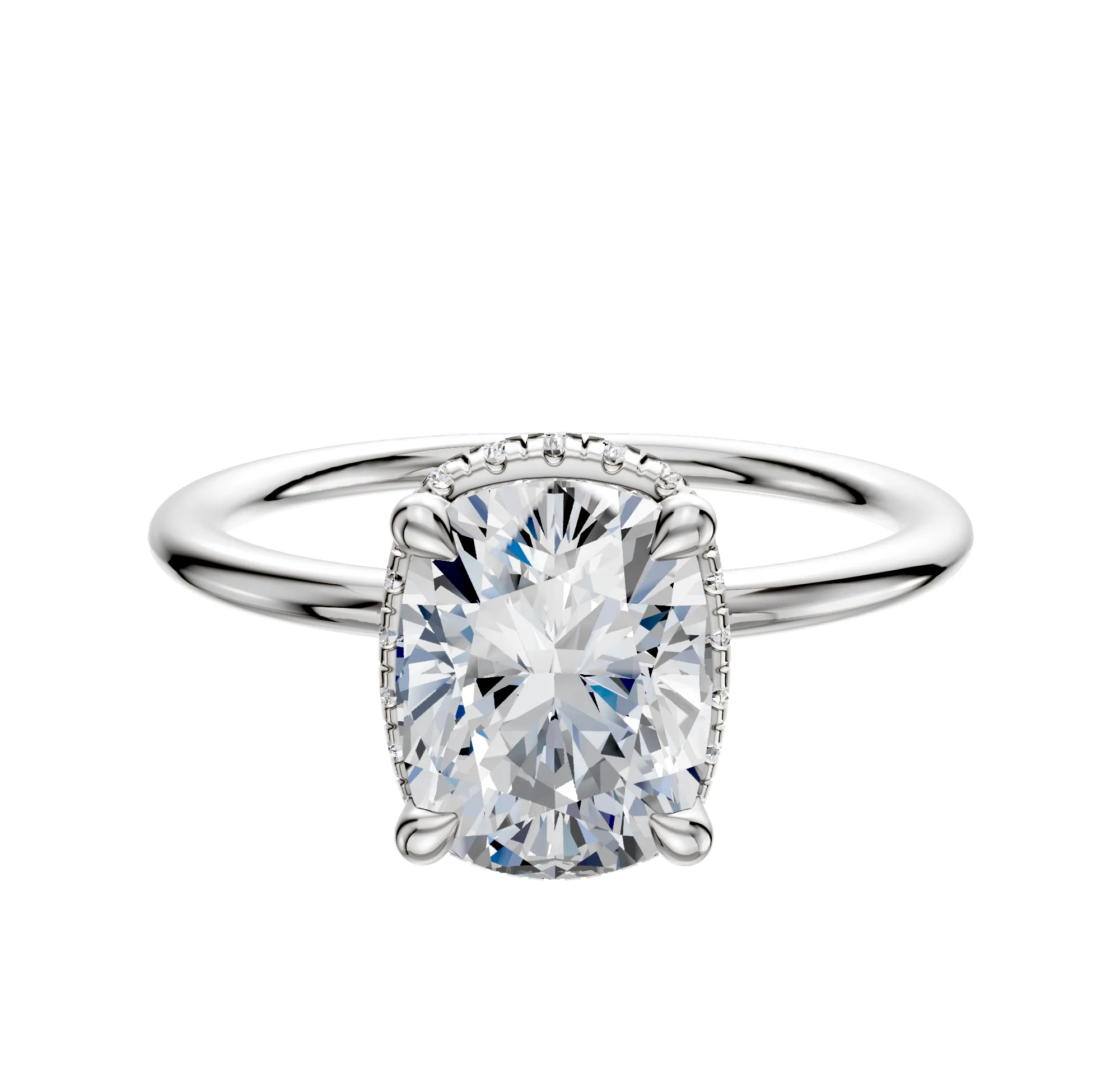 18K White Gold 4 Prong Collar Classic Dome 1.5mm Engagement Ring sold by Promise By Effy