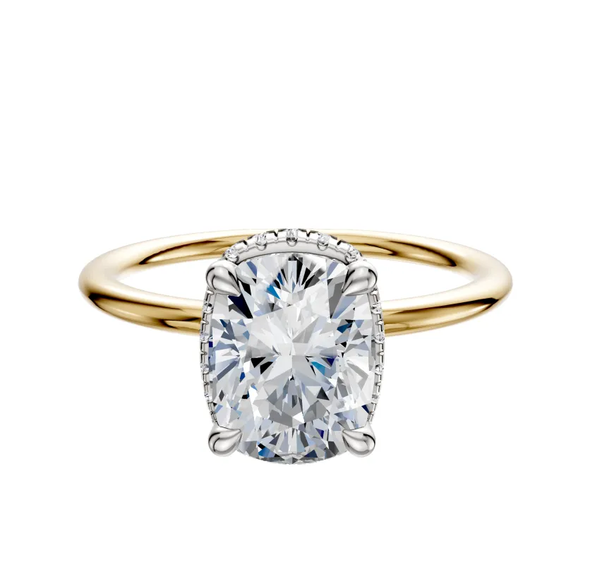 14K Two Tone 4 Prong Collar Classic Dome 1.5mm Engagement Ring sold by Promise By Effy