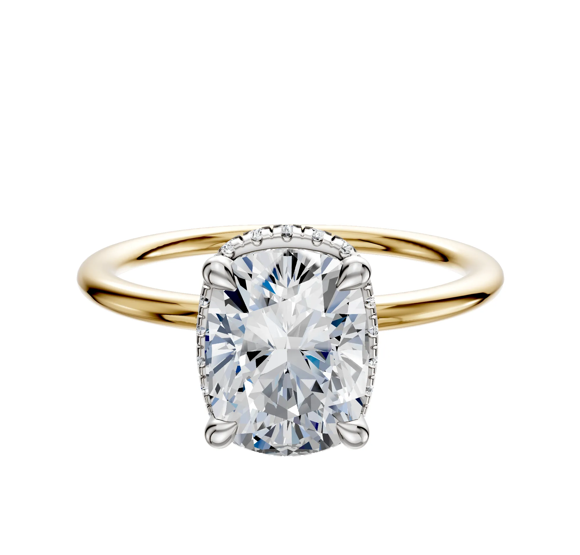 18K Two Tone 4 Prong Collar Classic Dome 1.5mm Engagement Ring sold by Promise By Effy