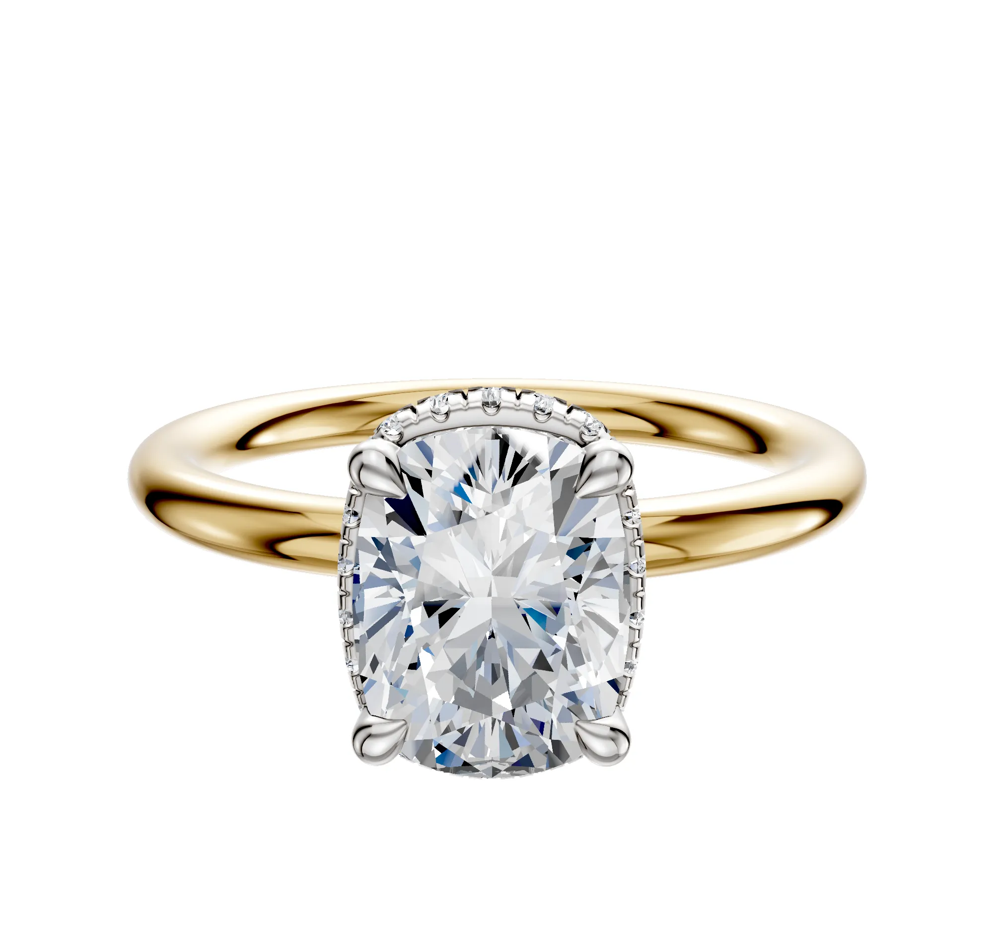 14K Two Tone 4 Prong Collar Classic Dome 2.0mm Engagement Ring sold by Promise By Effy