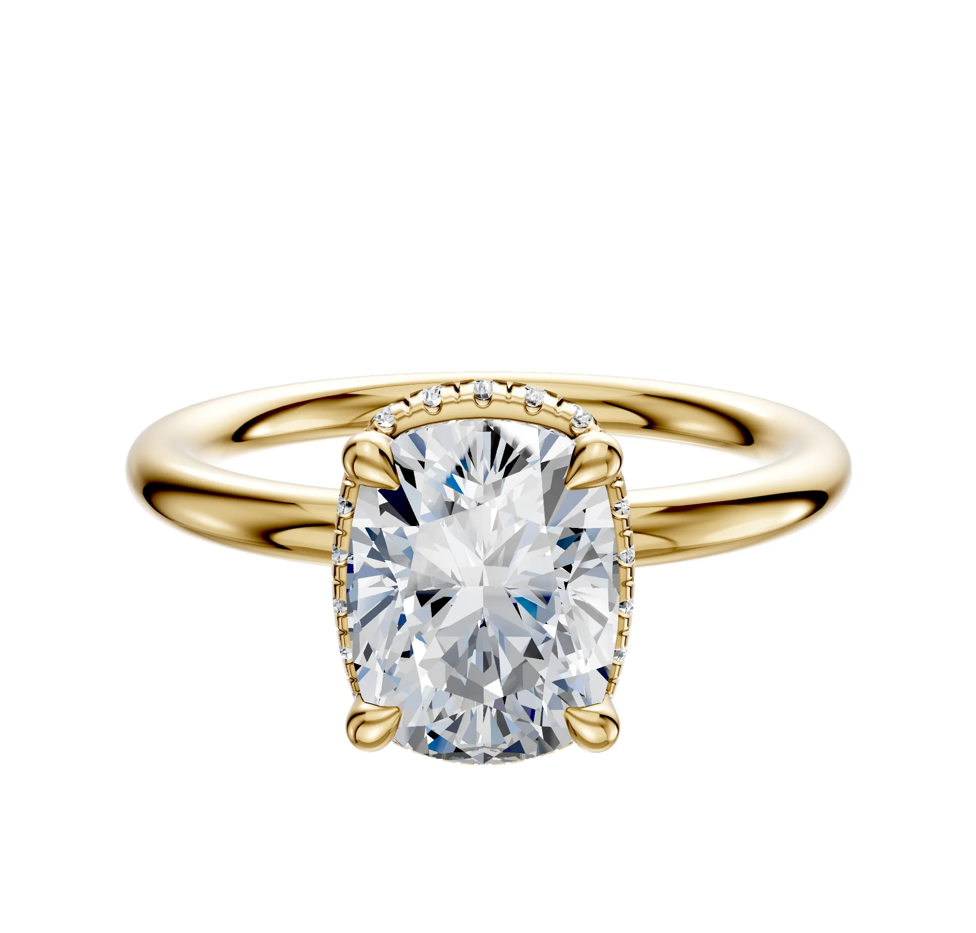 18K Yellow Gold 4 Prong Collar Classic Dome 2.0mm Engagement Ring sold by Promise By Effy