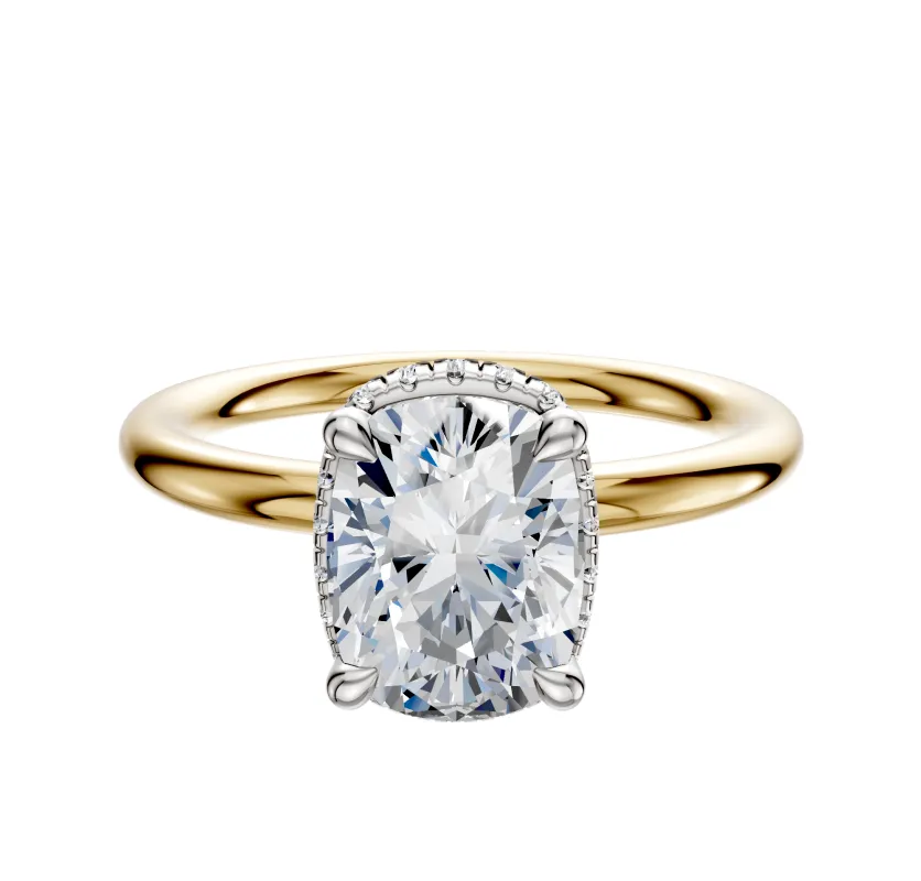 18K Two Tone 4 Prong Collar Classic Dome 2.0mm Engagement Ring sold by Promise By Effy