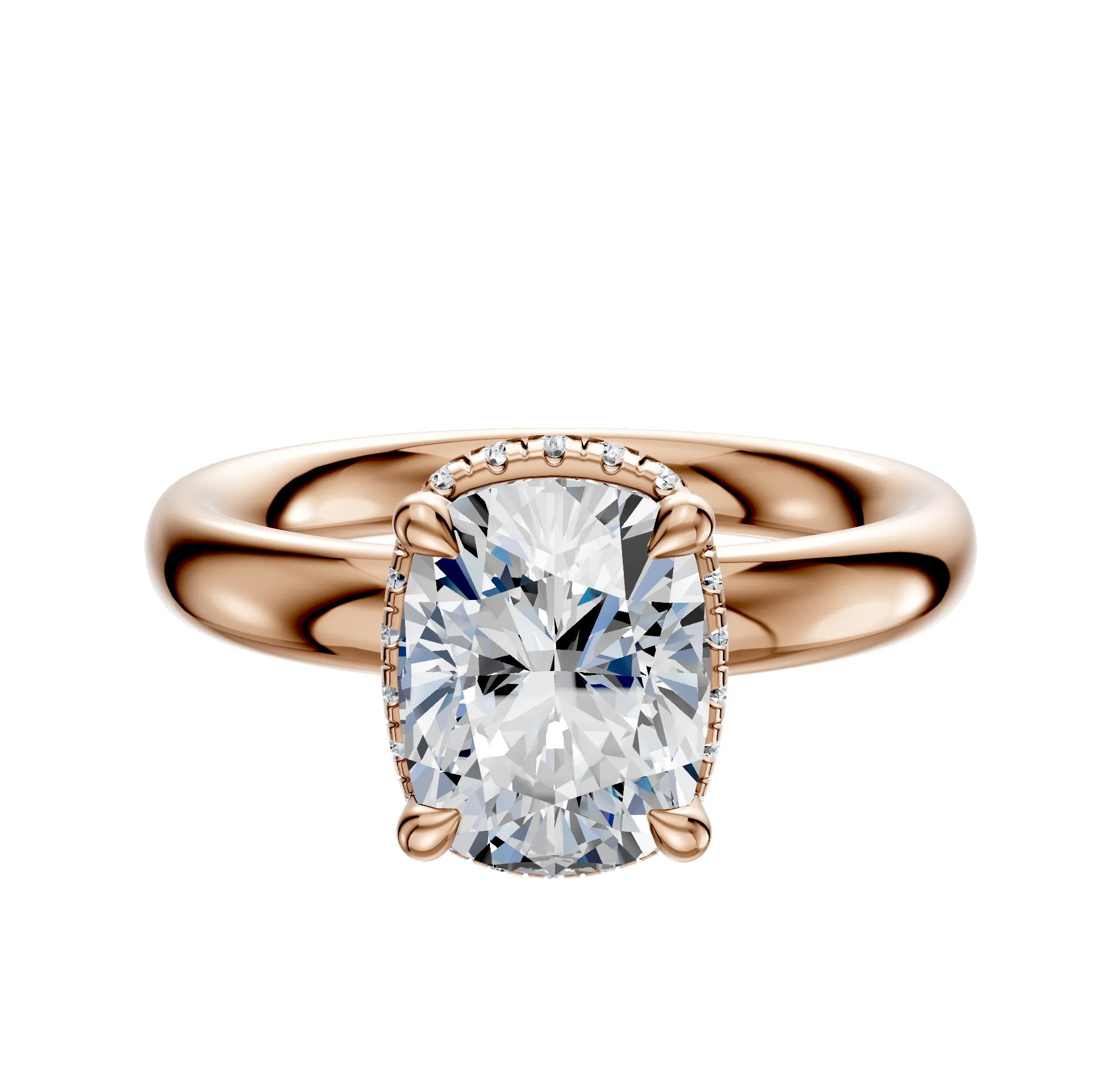 14K Rose Gold 4 Prong Collar Classic Dome 3.0mm Engagement Ring sold by Promise By Effy