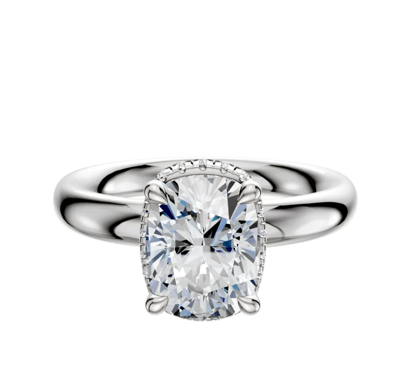 18K White Gold 4 Prong Collar Classic Dome 3.0mm Engagement Ring sold by Promise By Effy