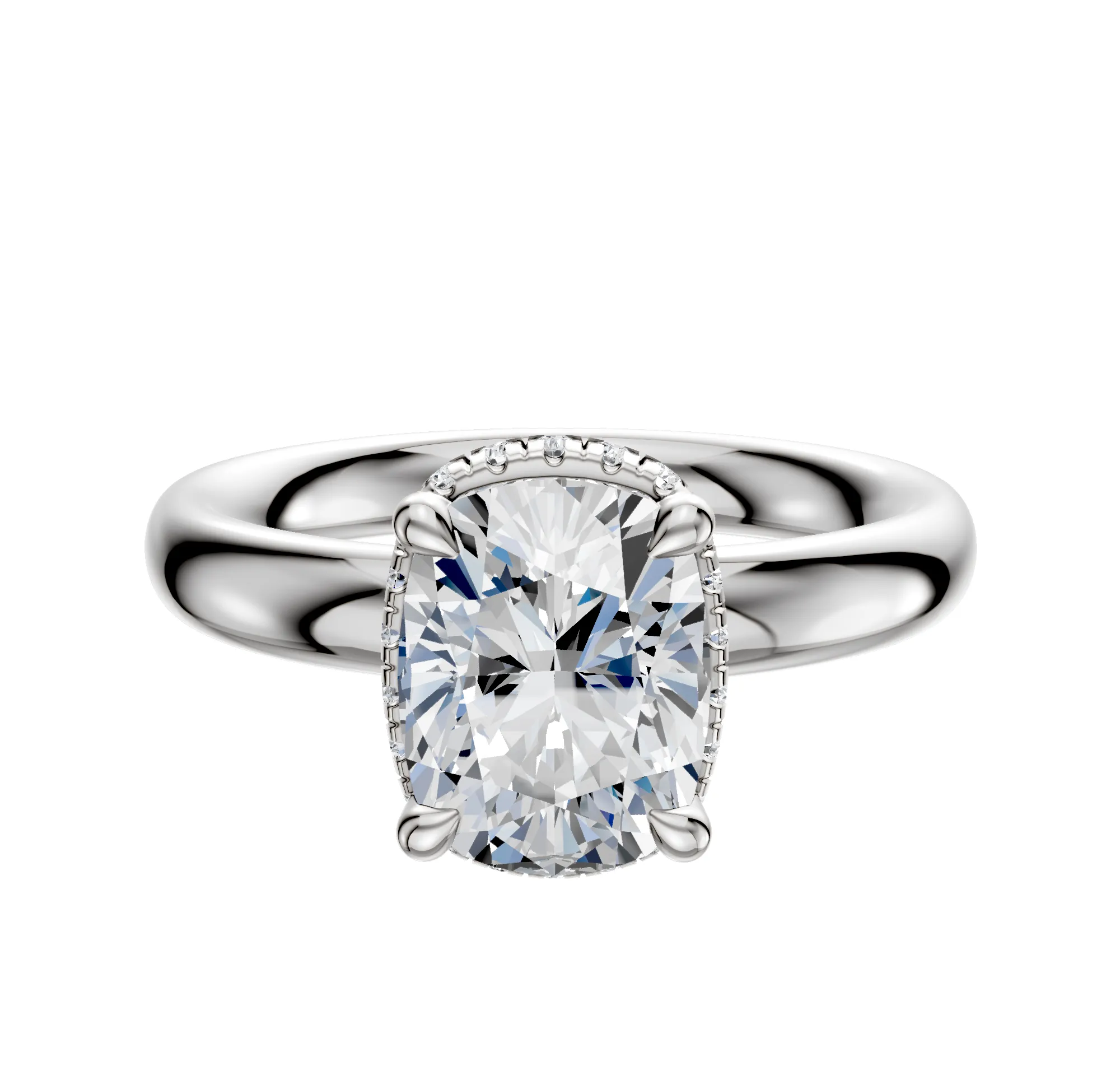 18K White Gold 4 Prong Collar Classic Dome 3.0mm Engagement Ring sold by Promise By Effy