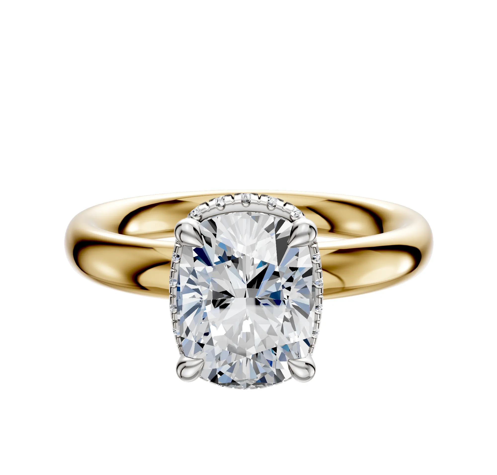 18K Two Tone 4 Prong Collar Classic Dome 3.0mm Engagement Ring sold by Promise By Effy