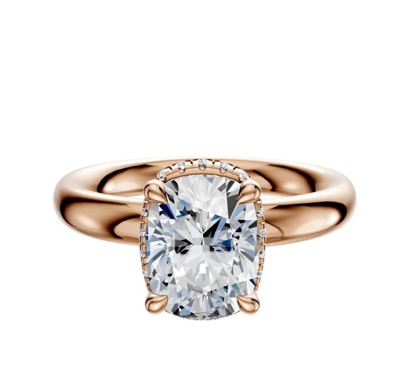 18K Rose Gold 4 Prong Collar Classic Dome 3.0mm Engagement Ring sold by Promise By Effy