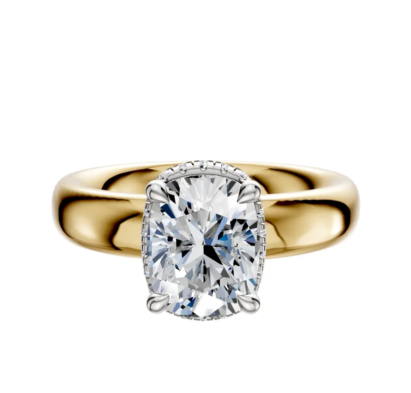 14K Two Tone 4 Prong Collar Classic Dome 4.0mm Engagement Ring sold by Promise By Effy