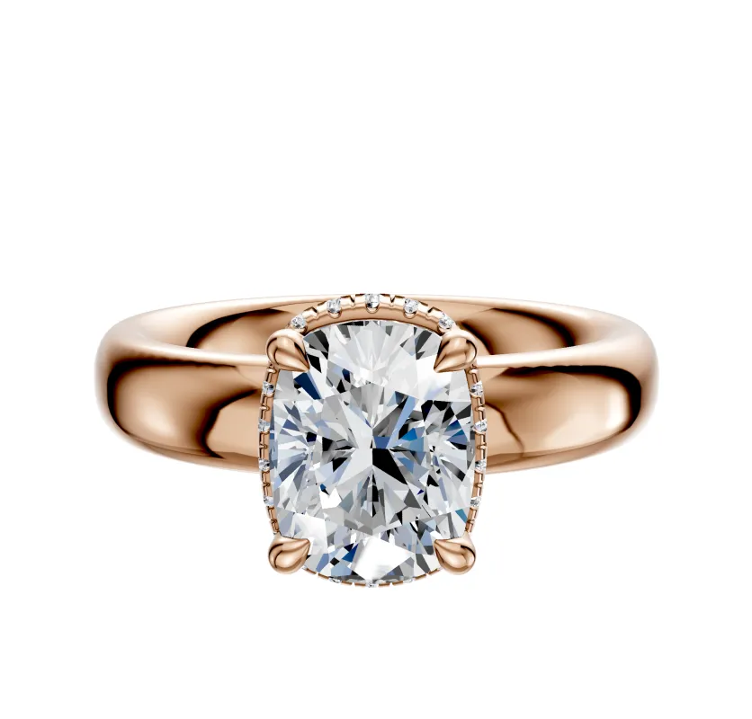 14K Rose Gold 4 Prong Collar Classic Dome 4.0mm Engagement Ring sold by Promise By Effy