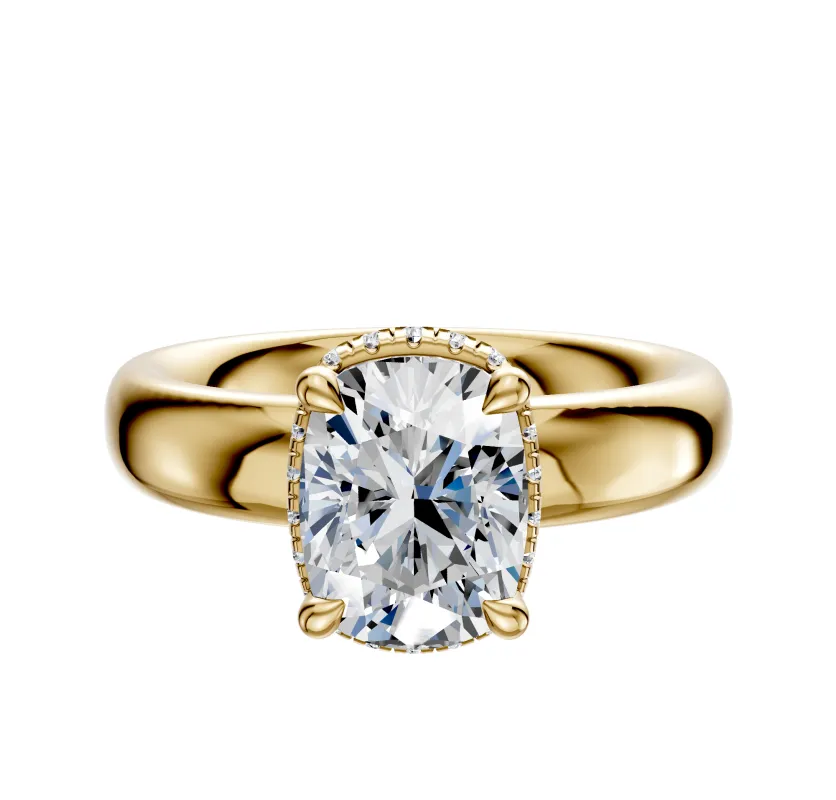 18K Yellow Gold 4 Prong Collar Classic Dome 4.0mm Engagement Ring sold by Promise By Effy