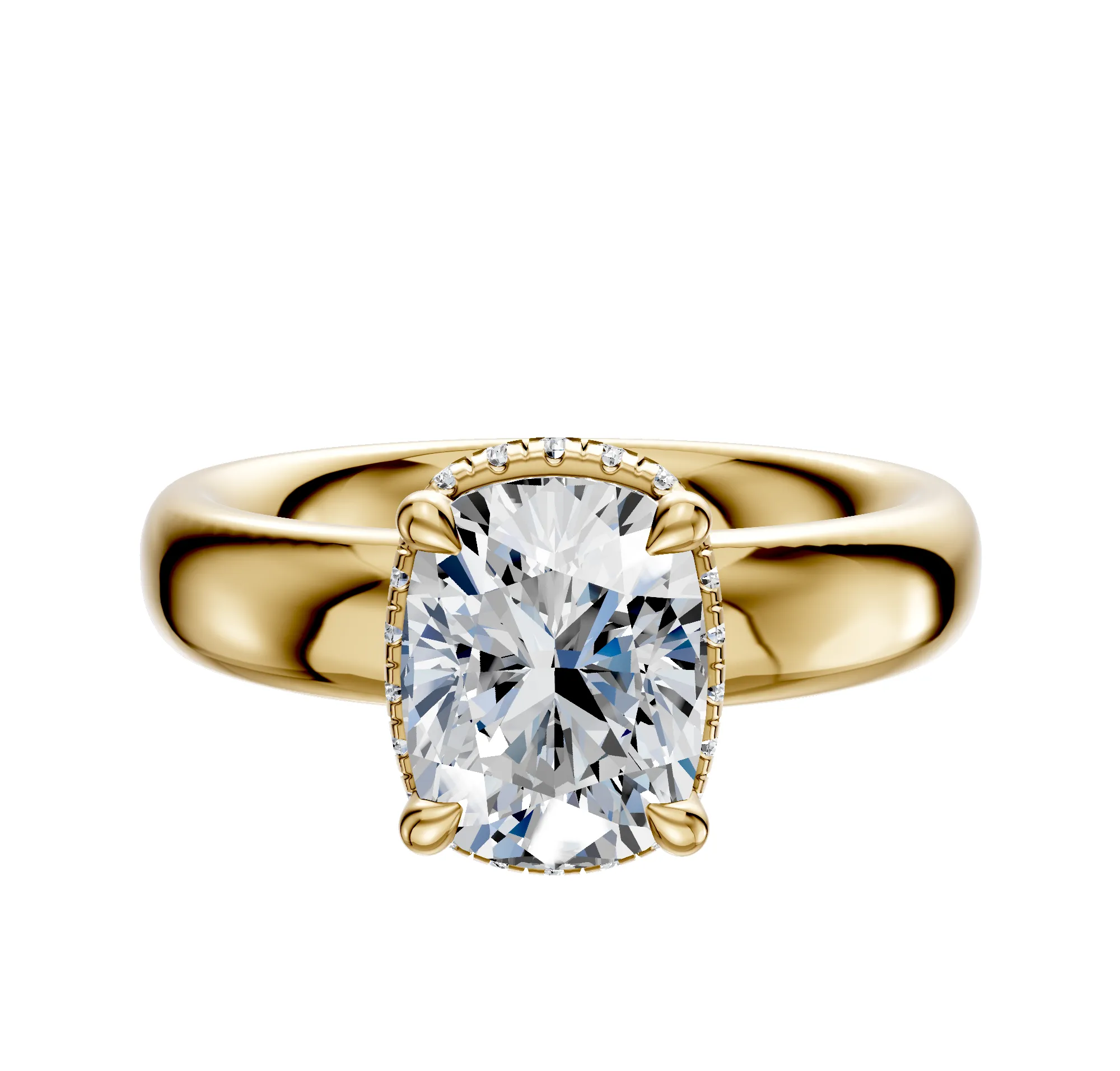 18K Yellow Gold 4 Prong Collar Classic Dome 4.0mm Engagement Ring sold by Promise By Effy
