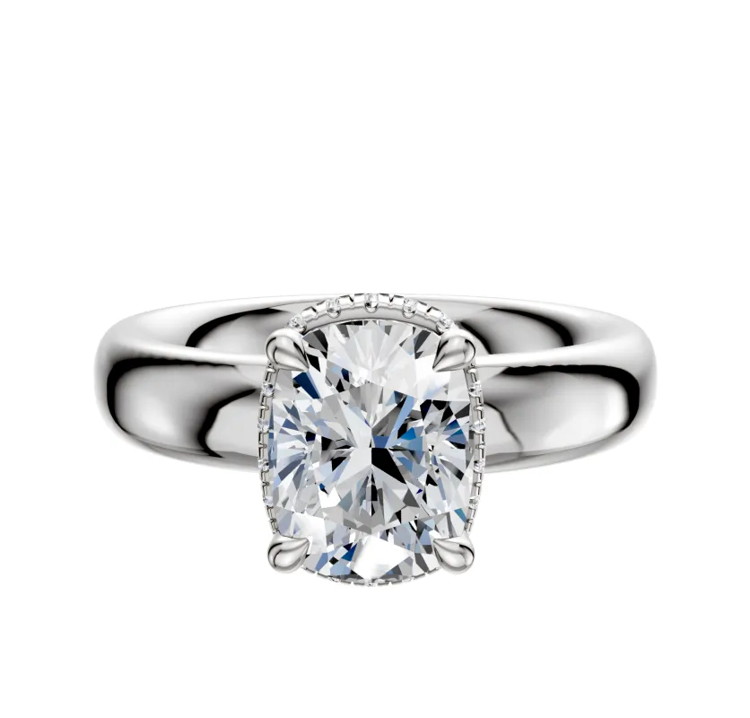 18K White Gold 4 Prong Collar Classic Dome 4.0mm Engagement Ring sold by Promise By Effy