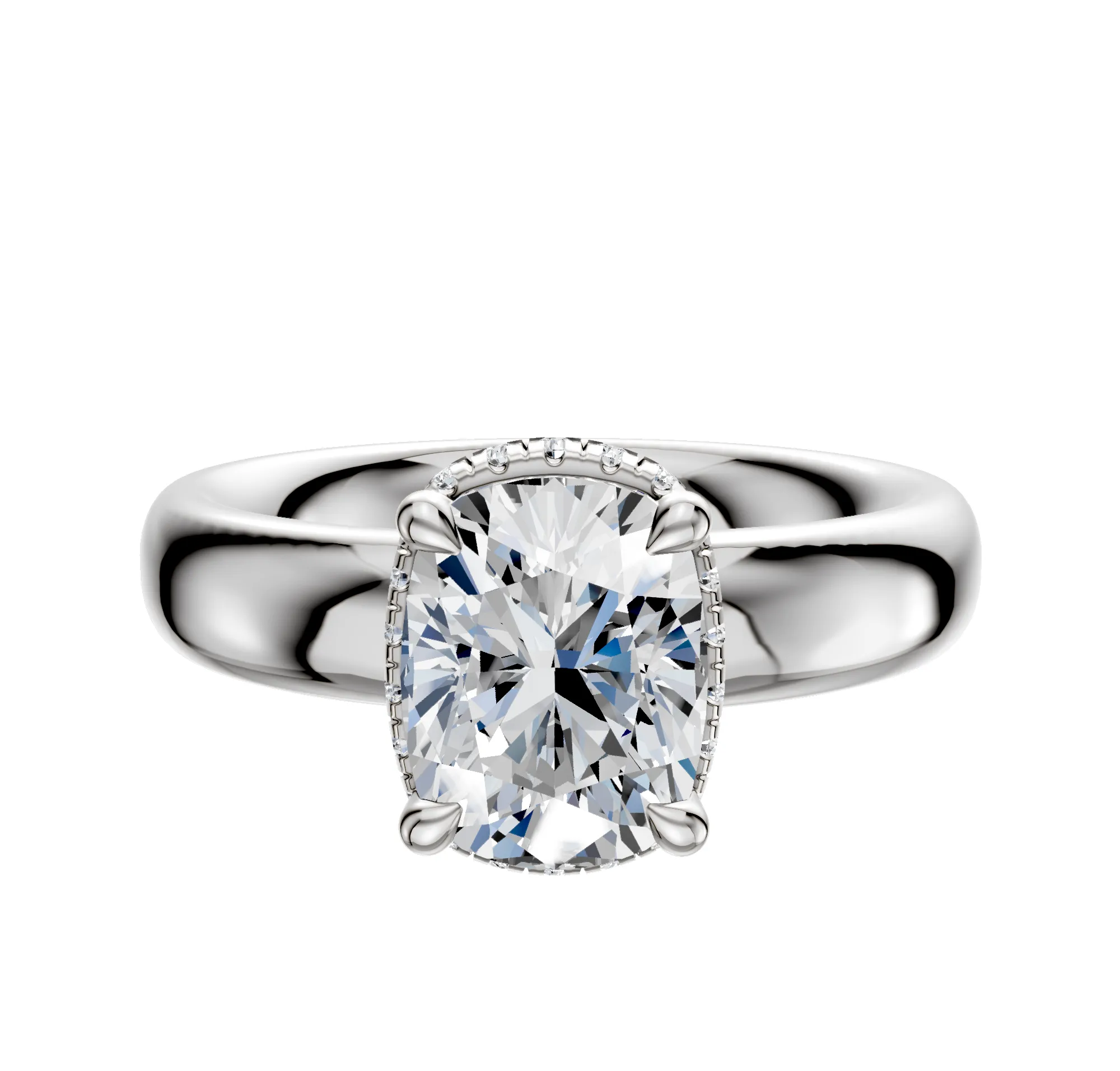 Platinum 4 Prong Collar Classic Dome 4.0mm Engagement Ring sold by Promise By Effy