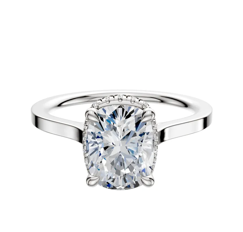 14K White Gold 4 Prong Collar Cathedral Flat 1.5mm Engagement Ring sold by Promise By Effy