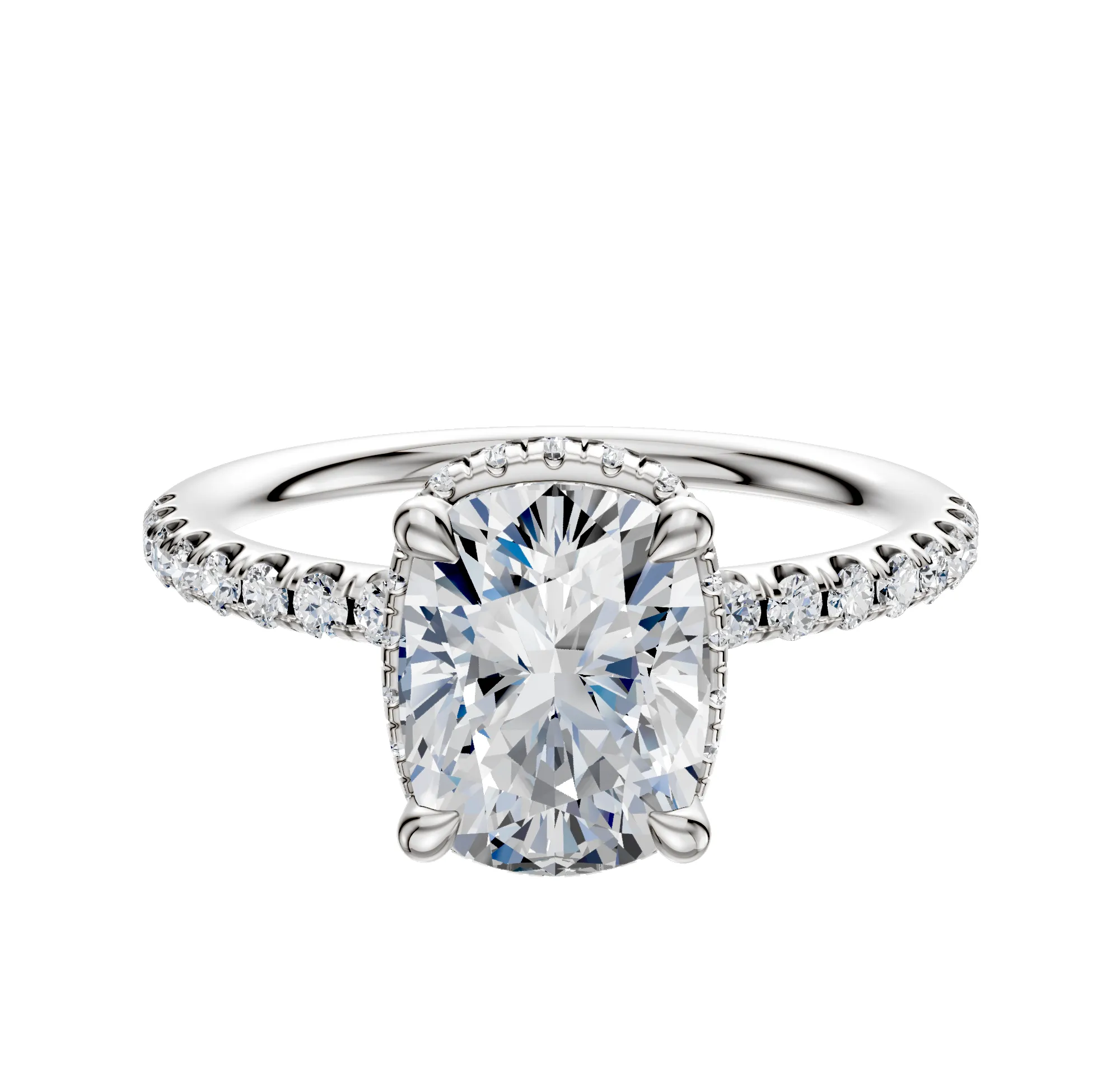 Platinum 4 Prong Collar Classic Dome 1-Row-Pave 2.5mm Engagement Ring sold by Promise By Effy