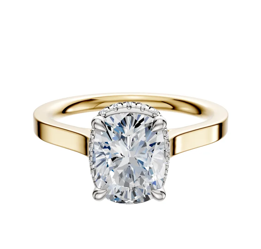 14K Two Tone 4 Prong Collar Cathedral Flat 2.0mm Engagement Ring sold by Promise By Effy
