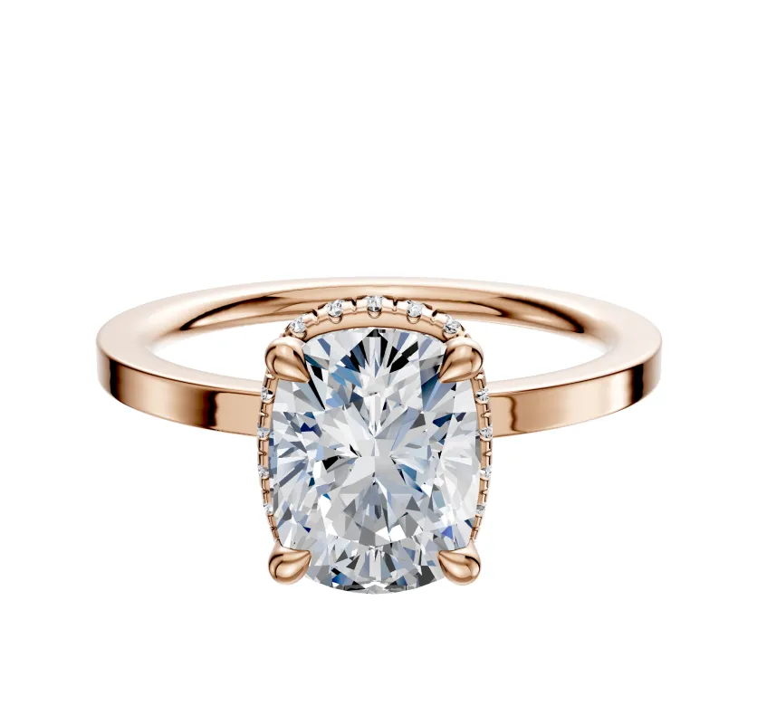 14K Rose Gold 4 Prong Collar Classic Flat 1.5mm Engagement Ring sold by Promise By Effy