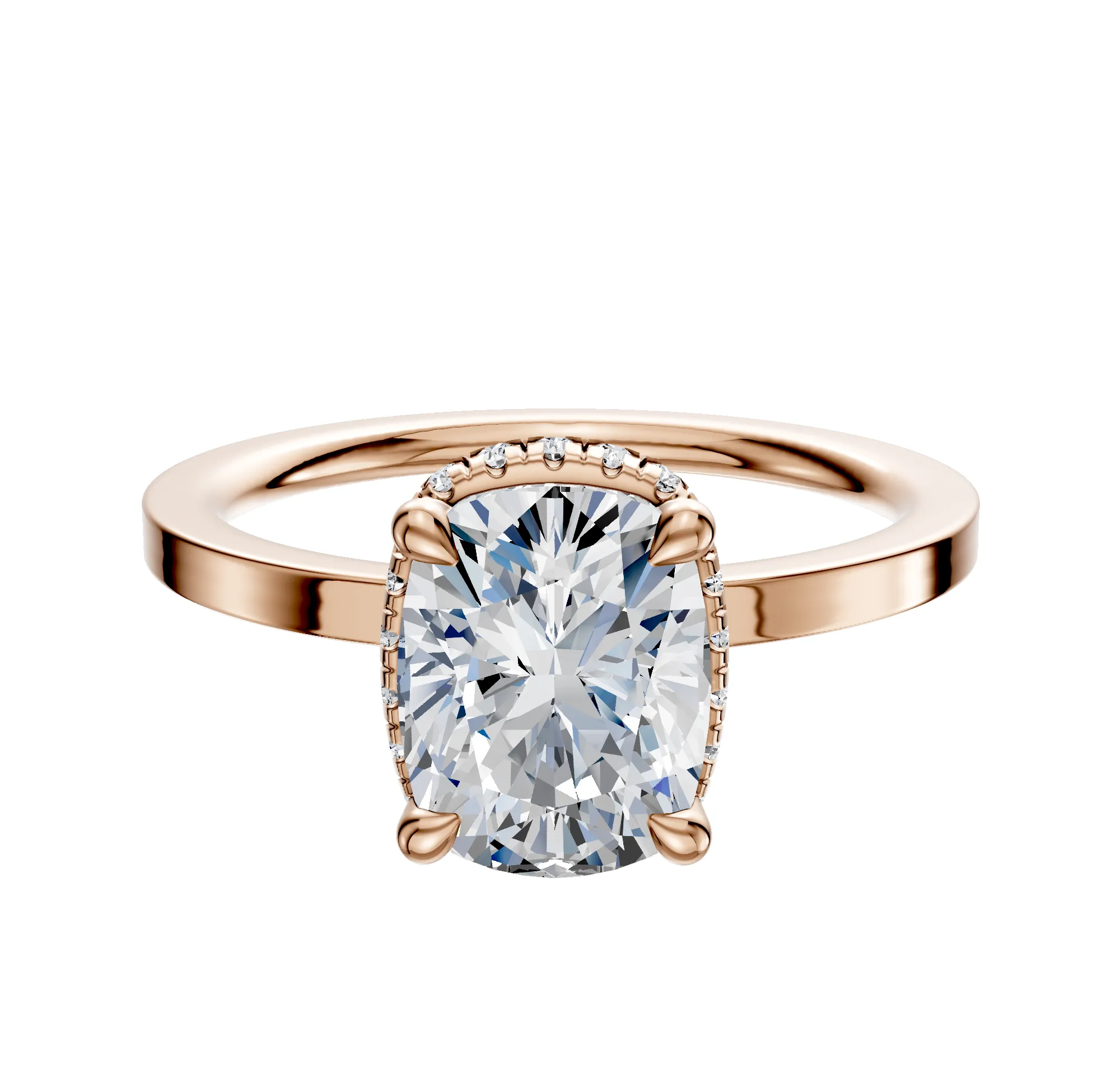 14K Rose Gold 4 Prong Collar Classic Flat 1.5mm Engagement Ring sold by Promise By Effy