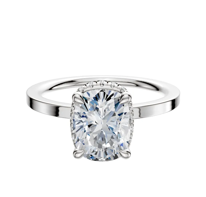 18K White Gold 4 Prong Collar Classic Flat 1.5mm Engagement Ring sold by Promise By Effy