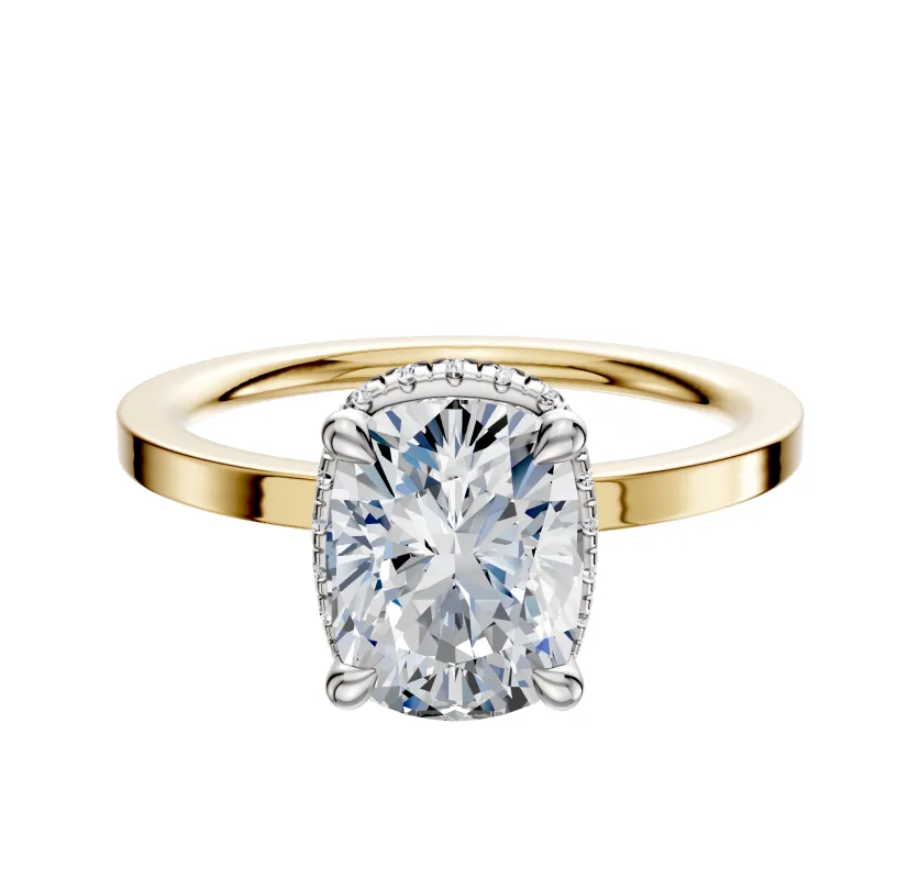 14K Two Tone 4 Prong Collar Classic Flat 1.5mm Engagement Ring sold by Promise By Effy