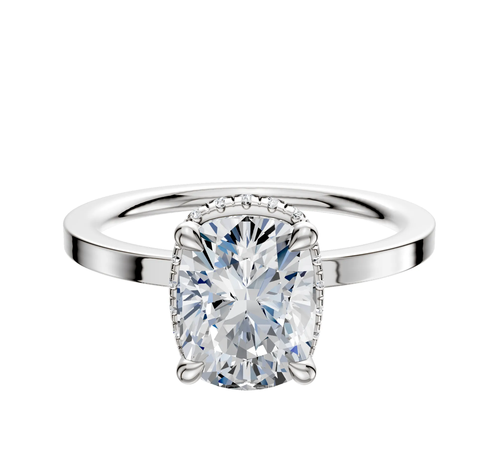 Platinum 4 Prong Collar Classic Flat 1.5mm Engagement Ring sold by Promise By Effy