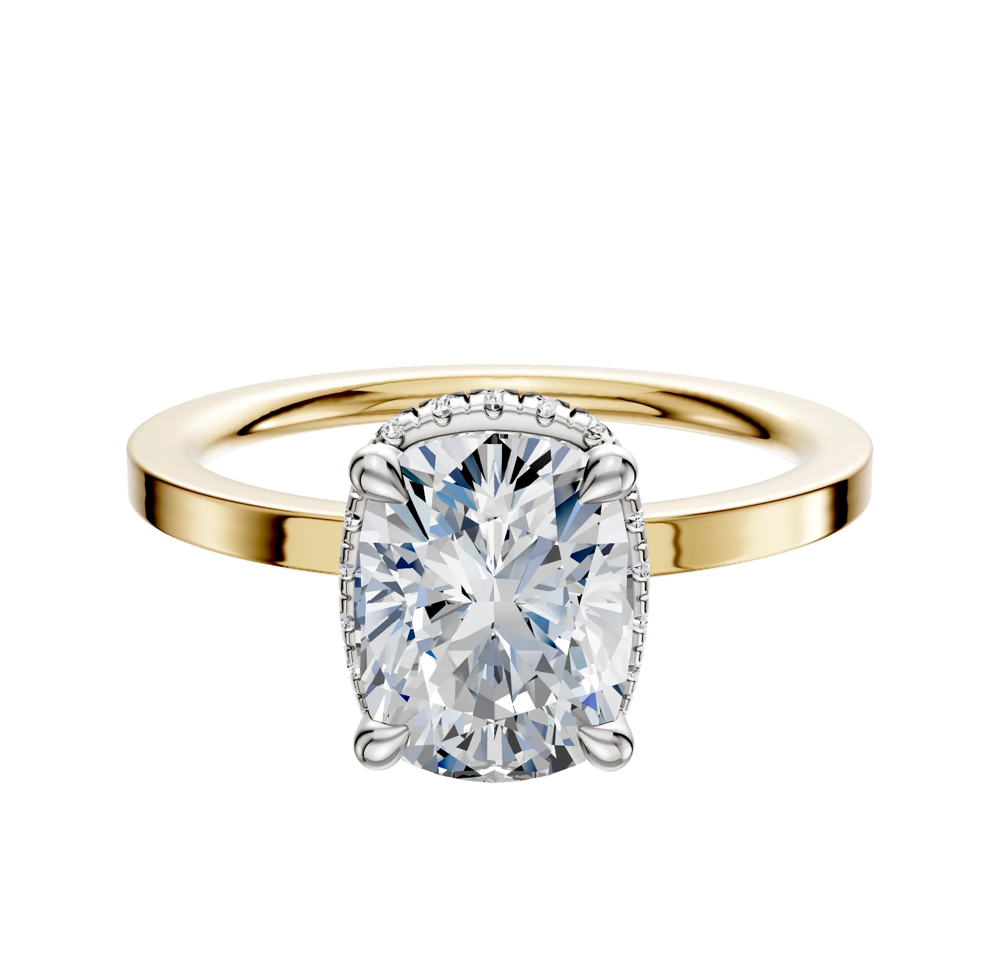 18K Two Tone 4 Prong Collar Classic Flat 1.5mm Engagement Ring sold by Promise By Effy