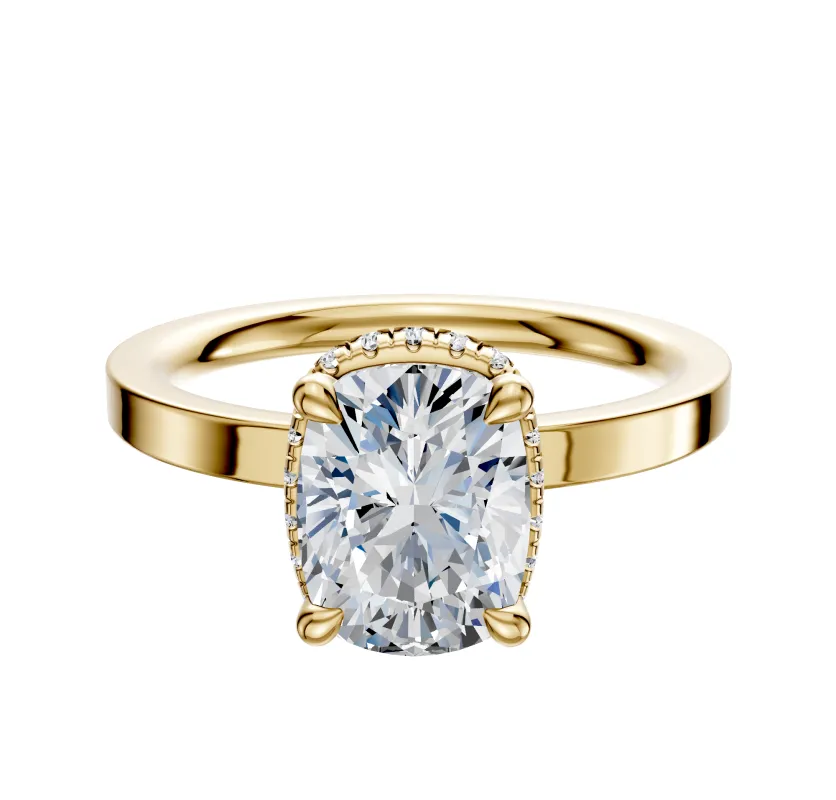 14K Yellow Gold 4 Prong Collar Classic Flat 2.0mm Engagement Ring sold by Promise By Effy