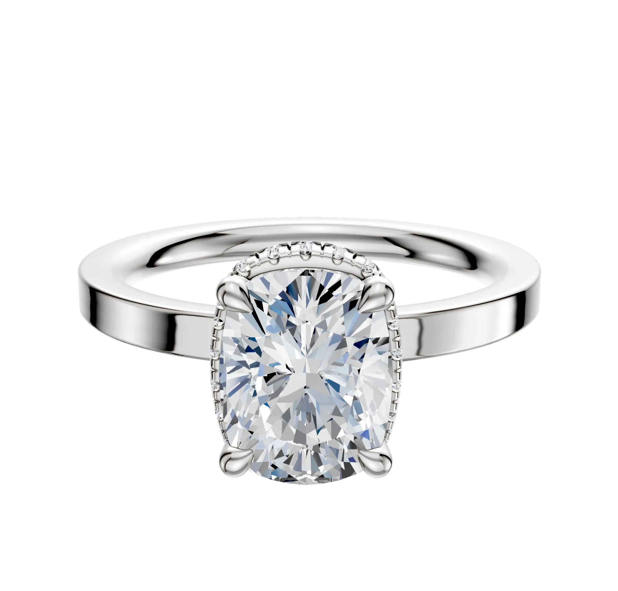 18K White Gold 4 Prong Collar Classic Flat 2.0mm Engagement Ring sold by Promise By Effy