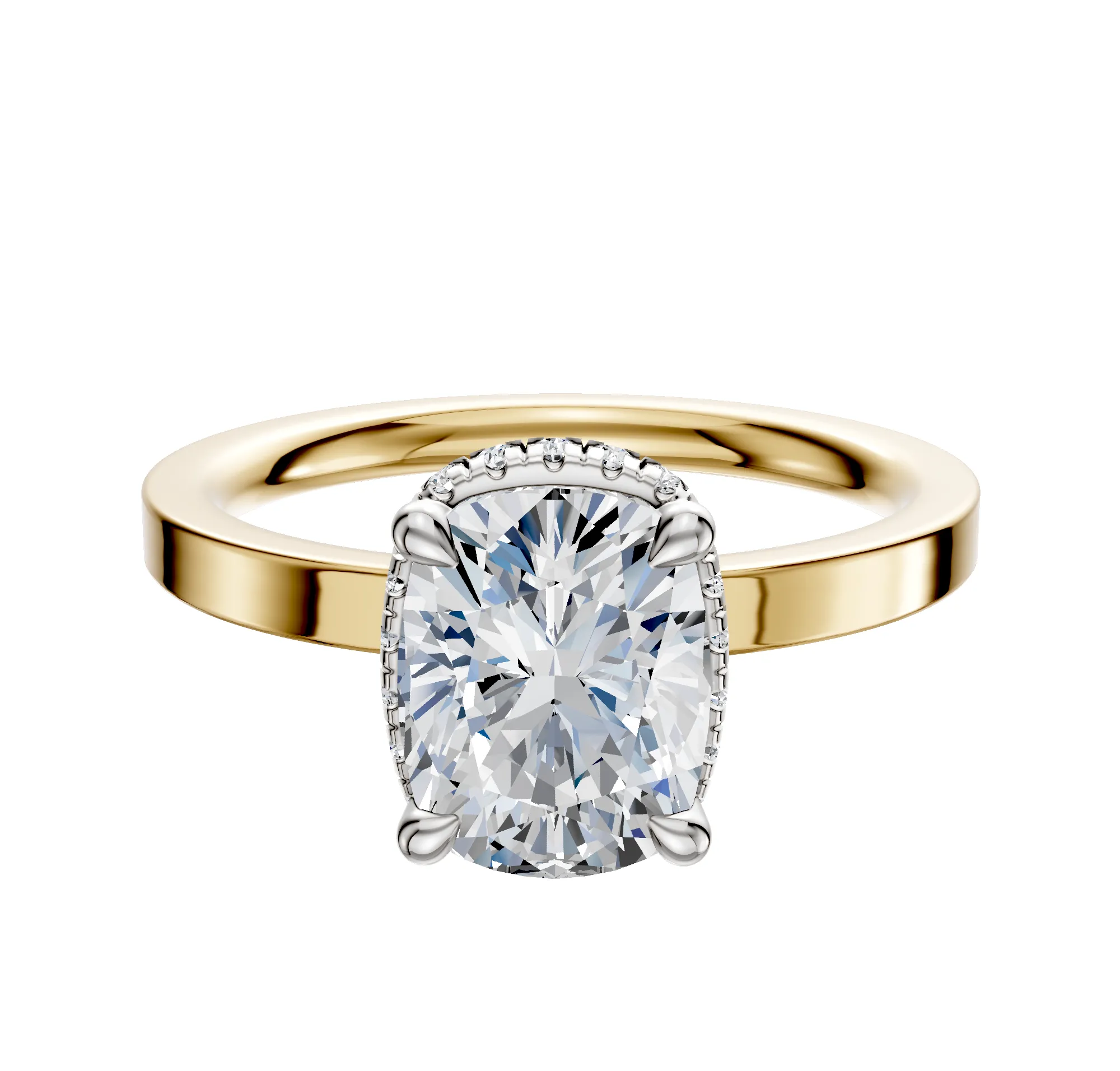 14K Two Tone 4 Prong Collar Classic Flat 2.0mm Engagement Ring sold by Promise By Effy