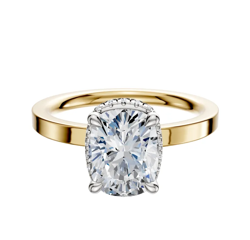 18K Two Tone 4 Prong Collar Classic Flat 2.0mm Engagement Ring sold by Promise By Effy