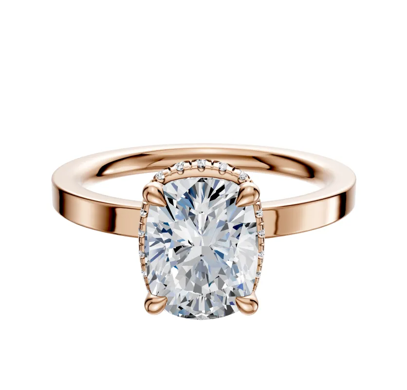 18K Rose Gold 4 Prong Collar Classic Flat 2.0mm Engagement Ring sold by Promise By Effy