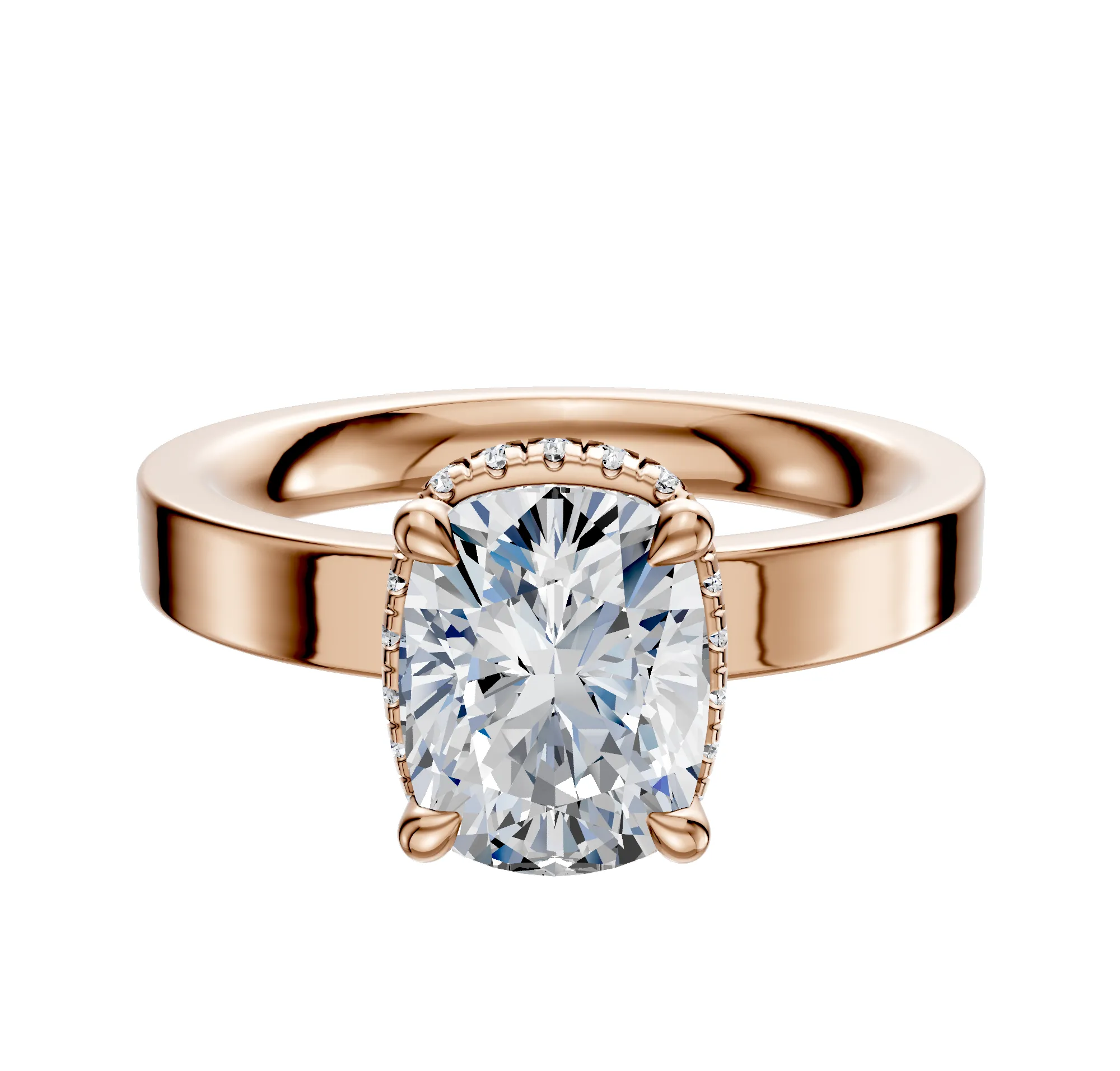 14K Rose Gold 4 Prong Collar Classic Flat 3.0mm Engagement Ring sold by Promise By Effy