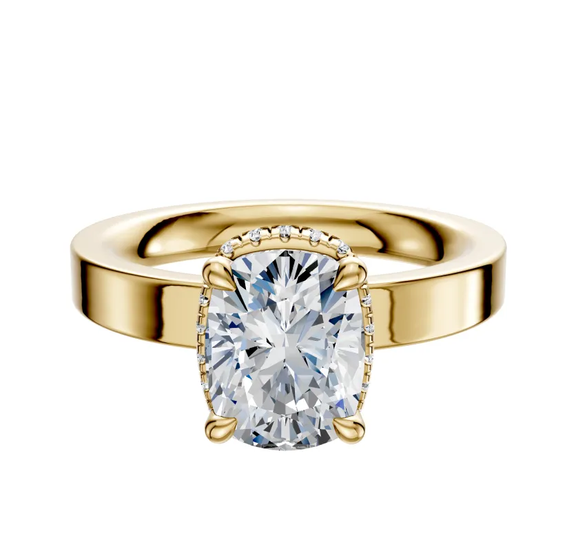 18K Yellow Gold 4 Prong Collar Classic Flat 3.0mm Engagement Ring sold by Promise By Effy