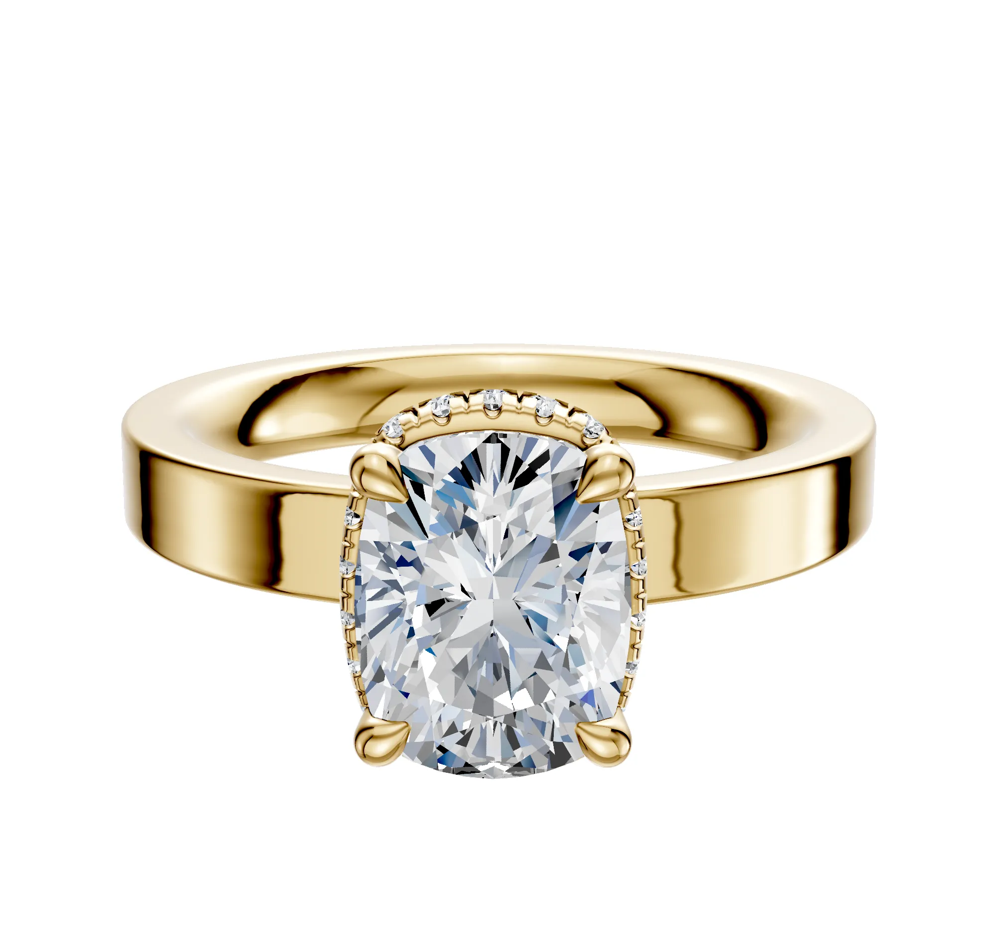 18K Yellow Gold 4 Prong Collar Classic Flat 3.0mm Engagement Ring sold by Promise By Effy