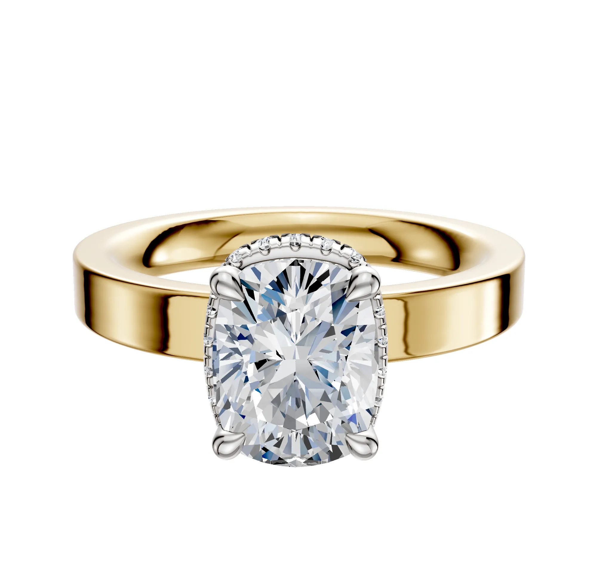 14K Two Tone 4 Prong Collar Classic Flat 3.0mm Engagement Ring sold by Promise By Effy