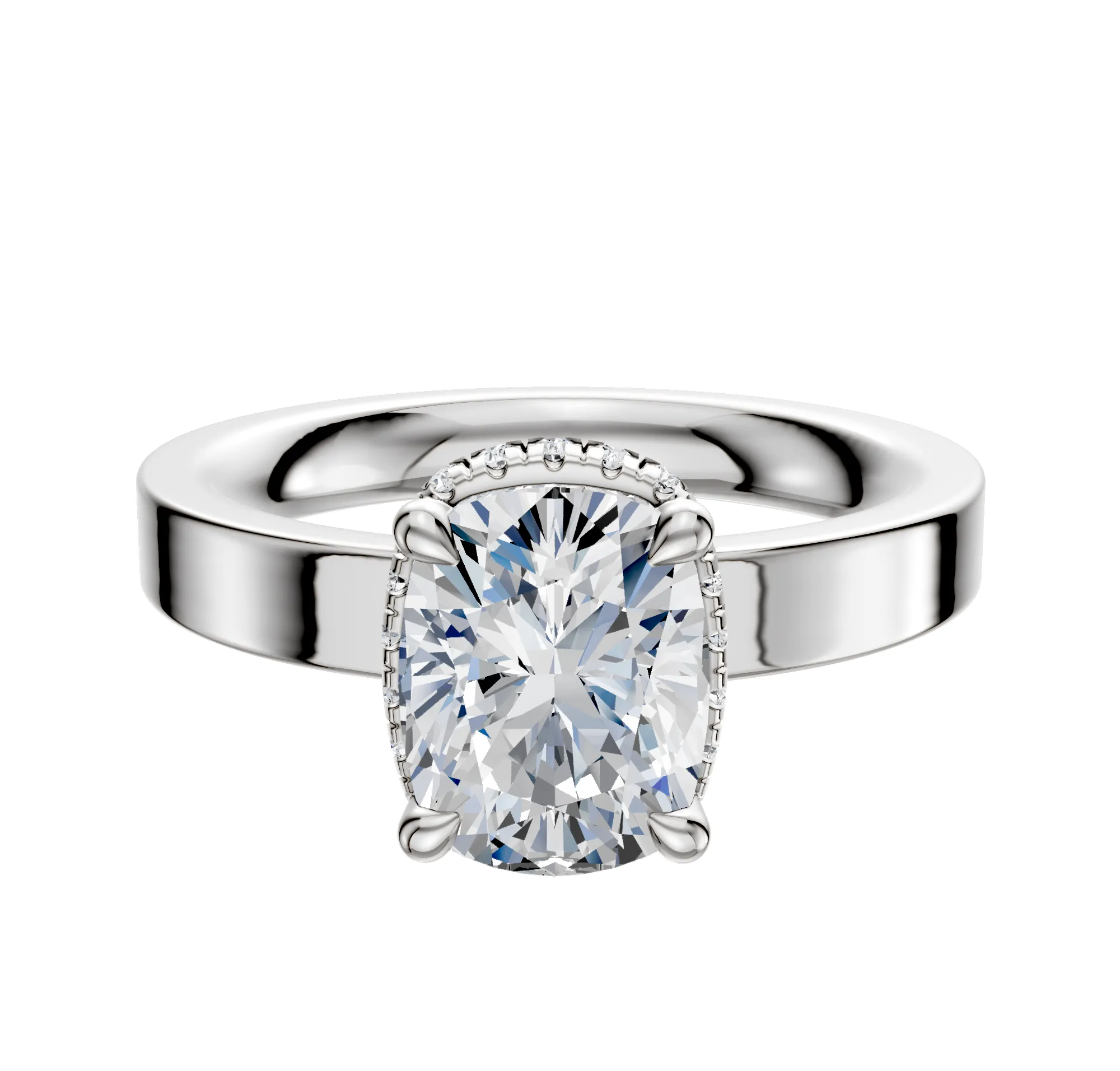 Platinum 4 Prong Collar Classic Flat 3.0mm Engagement Ring sold by Promise By Effy