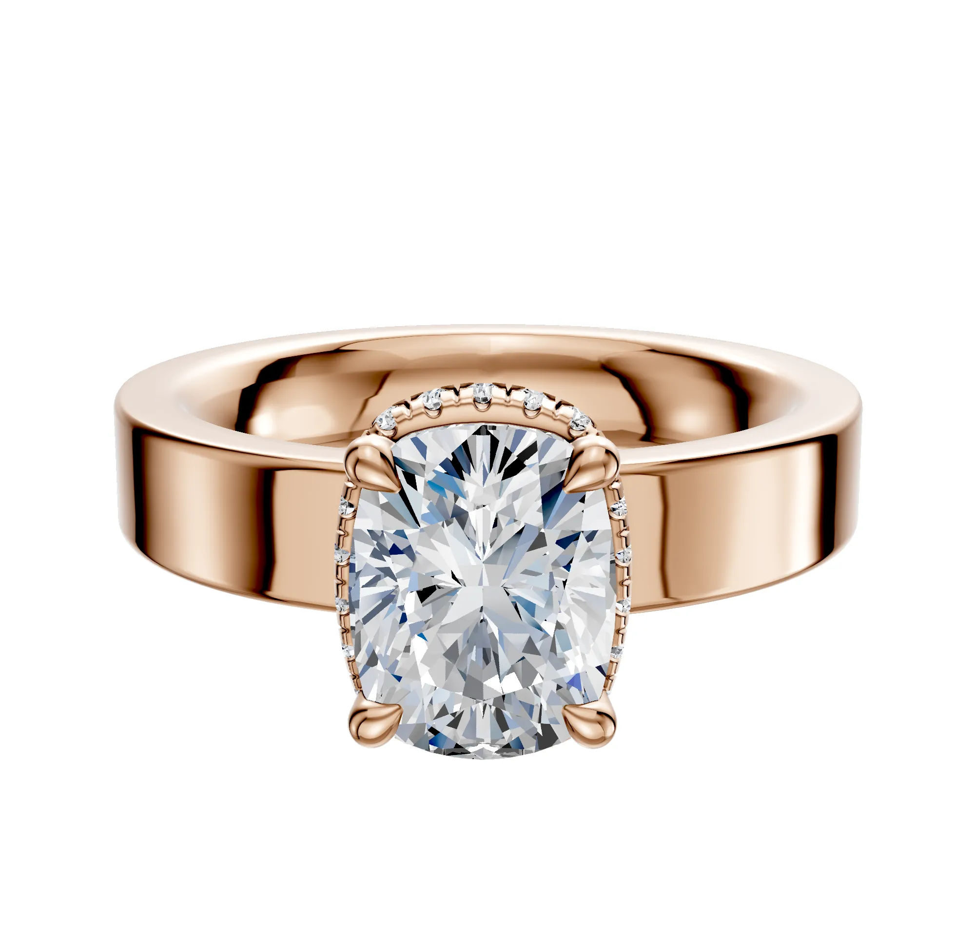 14K Rose Gold 4 Prong Collar Classic Flat 4.0mm Engagement Ring sold by Promise By Effy